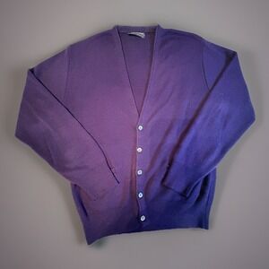 Vintage 90s Puritan Purple Knit Button Front Cardigan Sweater Mens Large